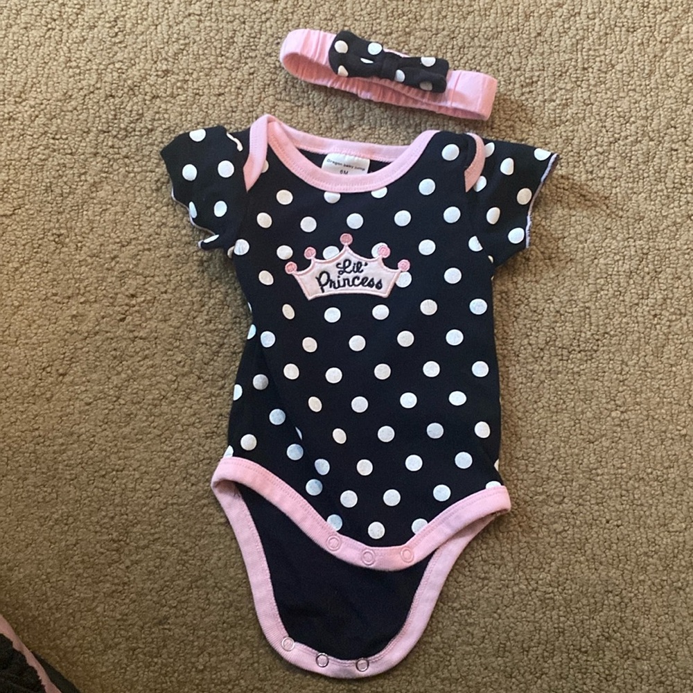 6M Lil Princess onesie with matching headband
